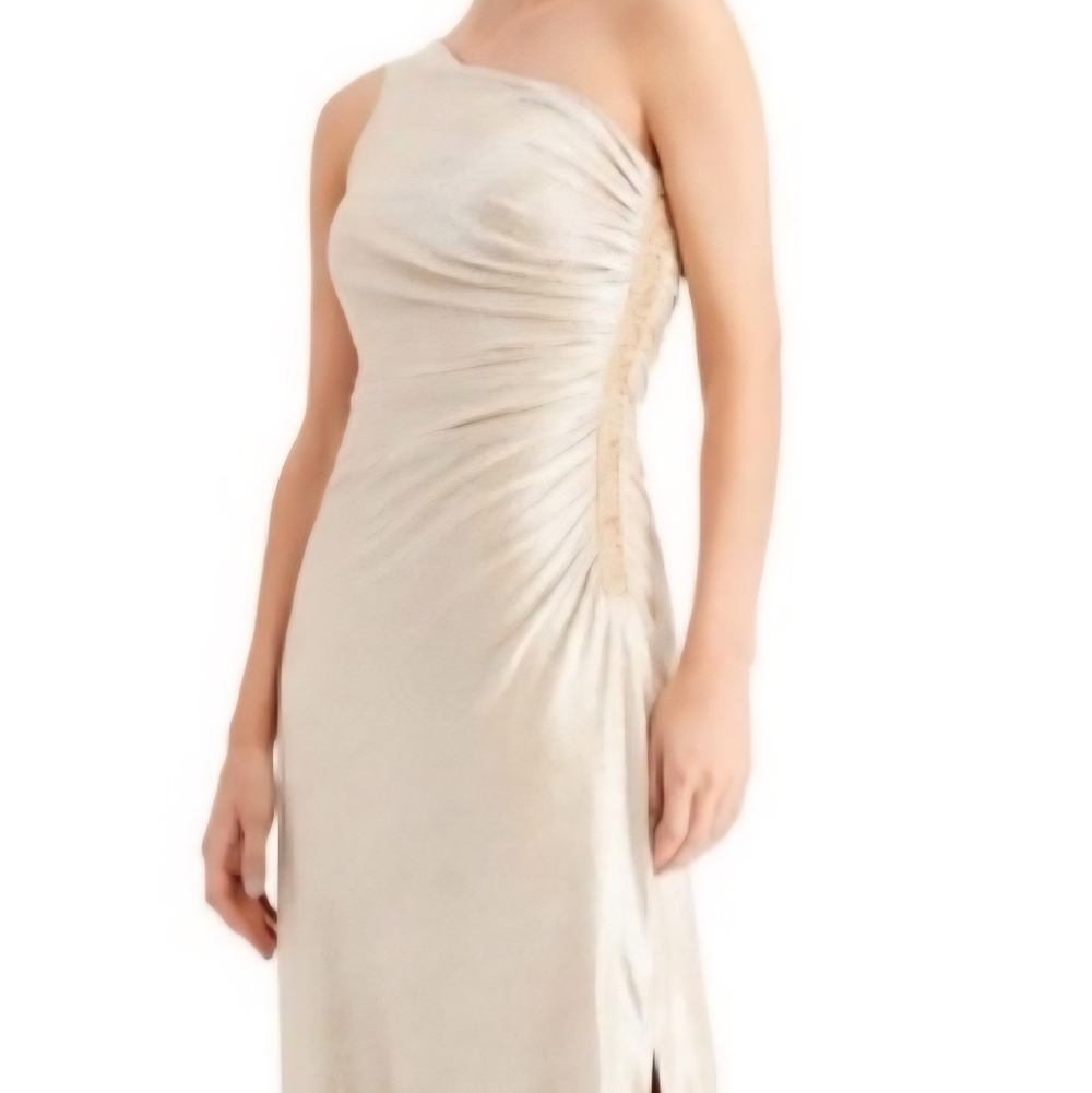 New: Calvin Klein Shimmering Gold Drape One Shoulder Dress